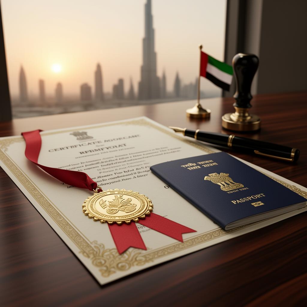 Attested Indian certificate prepared for UAE use